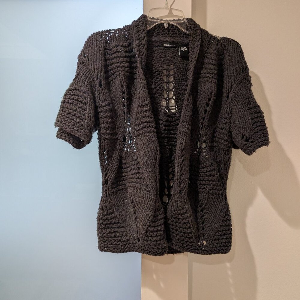 Crochet, short sleeved cardigan